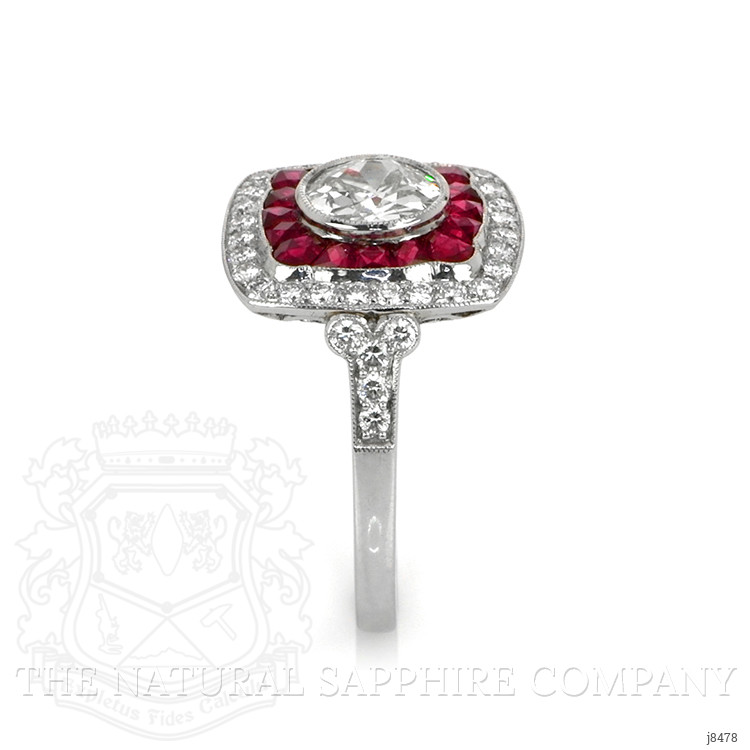 1.64 Ct. Ruby Natural Diamond Antique Style Ring, Platinum 950