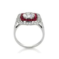 1.64 Ct. Ruby Natural Diamond Antique Style Ring, Platinum 950 Image