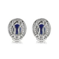 6.51 Ct.Tw. Blue Sapphire and Natural Diamond Pave Earrings, 18K White Gold Image