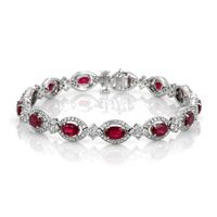 6.81 Ct.Tw. Ruby Natural Diamond Accent Stones Bracelet, 18K White Gold Video