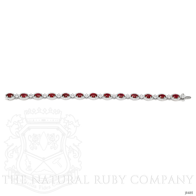 6.81 Ct.Tw. Ruby Natural Diamond Accent Stones Bracelet, 18K White Gold