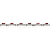 6.81 Ct.Tw. Ruby Natural Diamond Accent Stones Bracelet, 18K White Gold Image