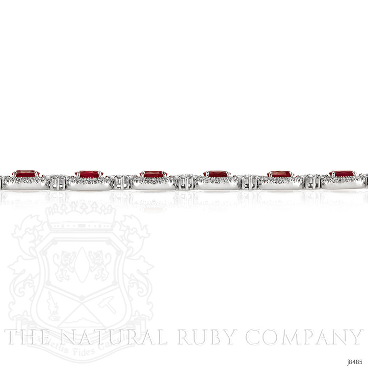 6.81 Ct.Tw. Ruby Natural Diamond Accent Stones Bracelet, 18K White Gold