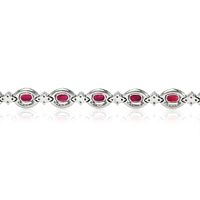 6.81 Ct.Tw. Ruby Natural Diamond Accent Stones Bracelet, 18K White Gold Image