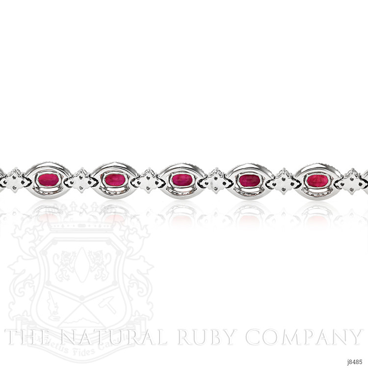 6.81 Ct.Tw. Ruby Natural Diamond Accent Stones Bracelet, 18K White Gold
