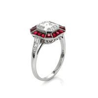 2.18 Ct. Ruby Natural Diamond Antique Style Ring, Platinum 950 Image
