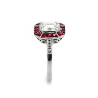 2.18 Ct. Ruby Natural Diamond Antique Style Ring, Platinum 950 Image