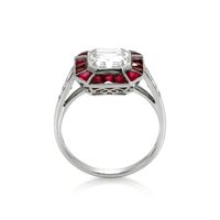 2.18 Ct. Ruby Natural Diamond Antique Style Ring, Platinum 950 Image