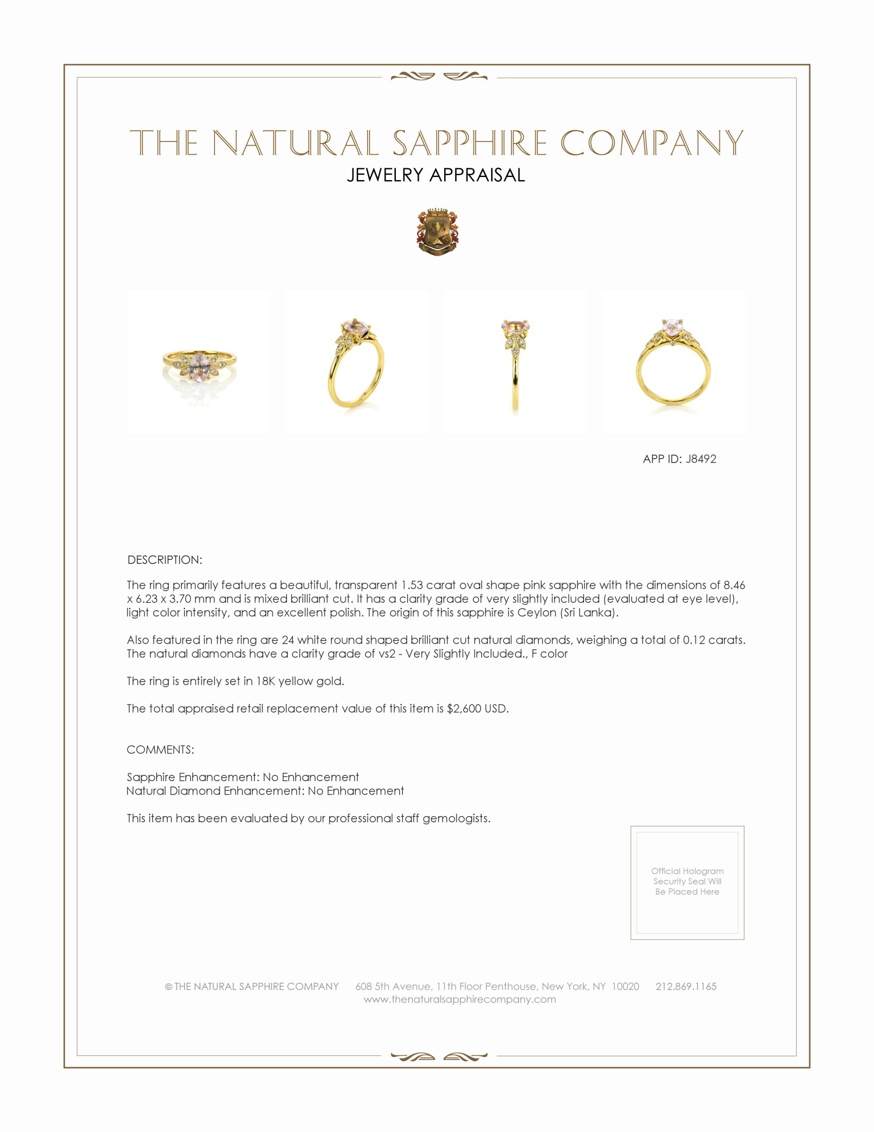 1.53 Ct. Pink Sapphire and Natural Diamond Floral Ring, 18K Yellow Gold