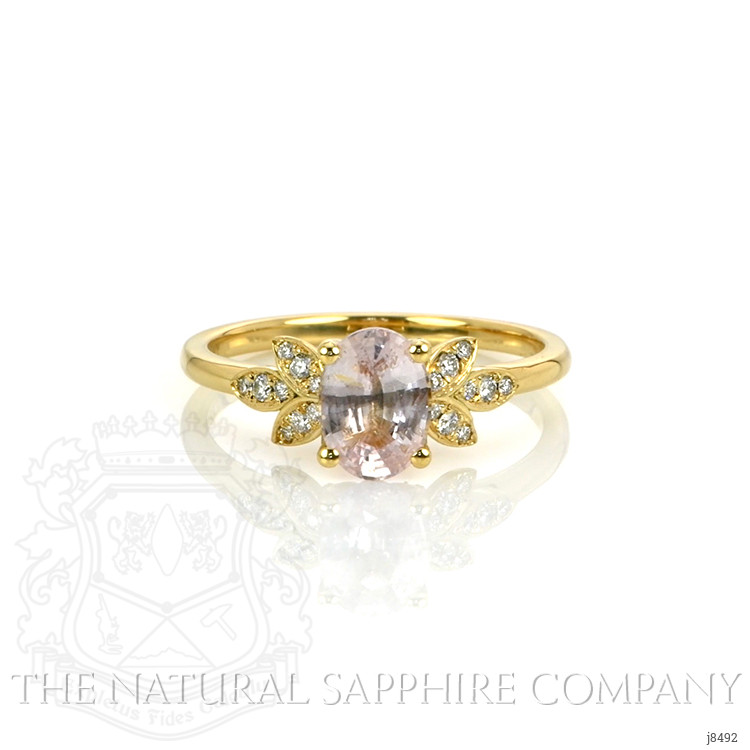 1.53 Ct. Pink Sapphire and Natural Diamond Floral Ring, 18K Yellow Gold