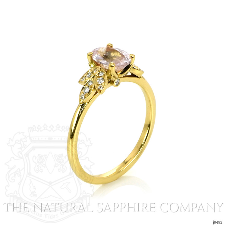 1.53 Ct. Pink Sapphire and Natural Diamond Floral Ring, 18K Yellow Gold