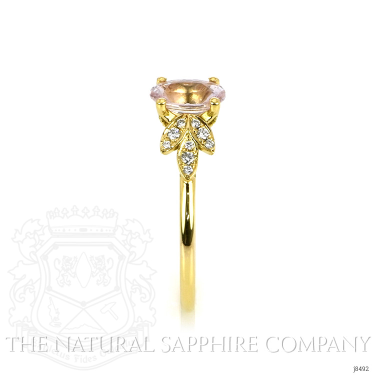 1.53 Ct. Pink Sapphire and Natural Diamond Floral Ring, 18K Yellow Gold