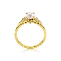 1.53 Ct. Pink Sapphire and Natural Diamond Floral Ring, 18K Yellow Gold Image