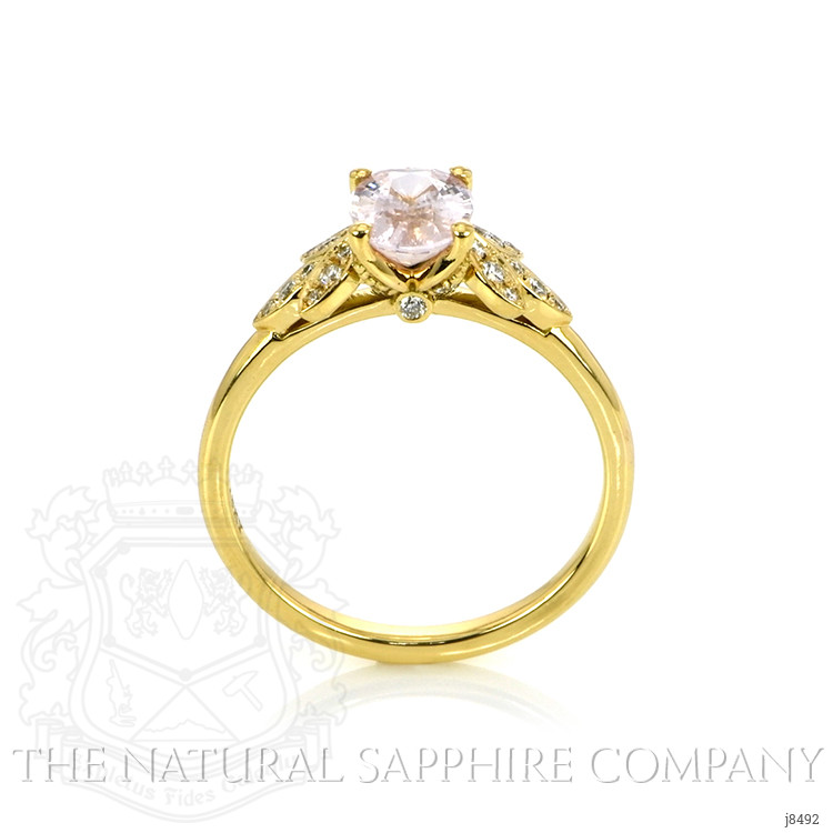 1.53 Ct. Pink Sapphire and Natural Diamond Floral Ring, 18K Yellow Gold