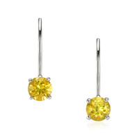 1.22&nbsp;Ct.Tw.Total Carat Weight Yellow Sapphire Drops Earrings, 14K White Gold Video