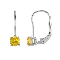 1.22&nbsp;Ct.Tw.Total Carat Weight Yellow Sapphire Drops Earrings, 14K White Gold Image