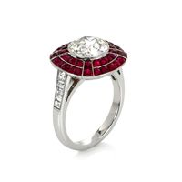 1.85 Ct. Ruby Natural Diamond Antique Style Ring, Platinum 950 Image
