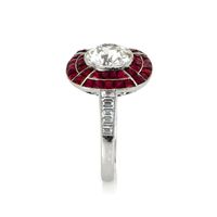 1.85 Ct. Ruby Natural Diamond Antique Style Ring, Platinum 950 Image