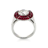1.85 Ct. Ruby Natural Diamond Antique Style Ring, Platinum 950 Image