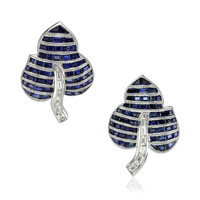 3.91&nbsp;Ct.Tw.Total Carat Weight Blue Sapphire and Natural Diamond Accent Stones Earrings, Platinum 950 Video