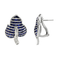 3.91&nbsp;Ct.Tw.Total Carat Weight Blue Sapphire and Natural Diamond Accent Stones Earrings, Platinum 950 Image
