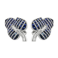 3.91&nbsp;Ct.Tw.Total Carat Weight Blue Sapphire and Natural Diamond Accent Stones Earrings, Platinum 950 Image