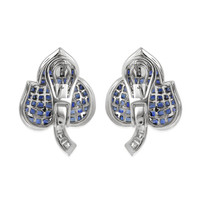3.91&nbsp;Ct.Tw.Total Carat Weight Blue Sapphire and Natural Diamond Accent Stones Earrings, Platinum 950 Image