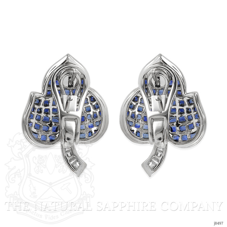 3.91 Ct.Tw. Blue Sapphire and Natural Diamond Accent Stones Earrings, Platinum 950