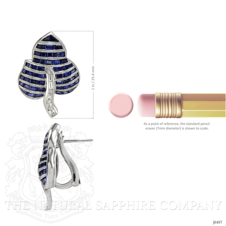 3.91 Ct.Tw. Blue Sapphire and Natural Diamond Accent Stones Earrings, Platinum 950