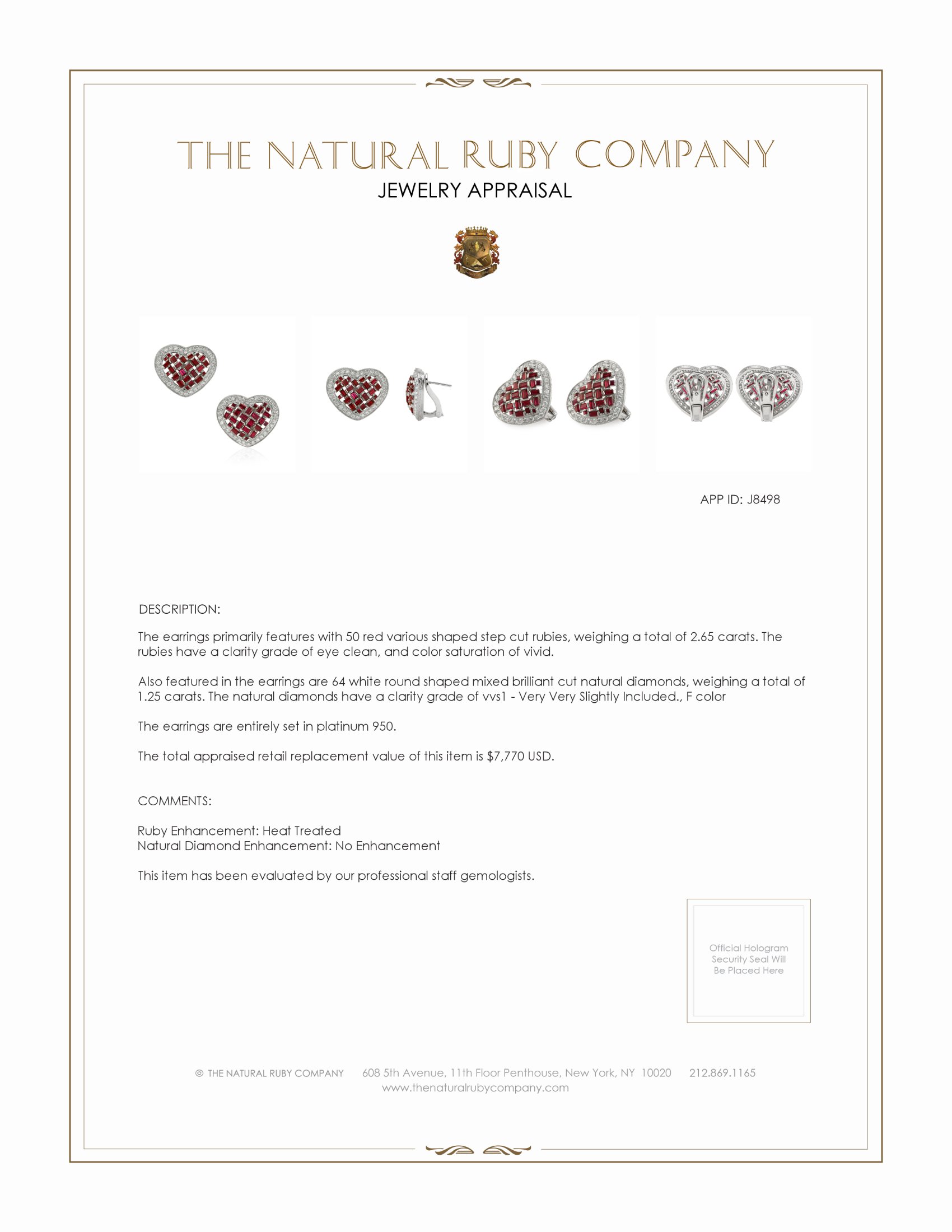 2.65 Ct.Tw. Ruby and Natural Diamond Pave Earrings, Platinum 950