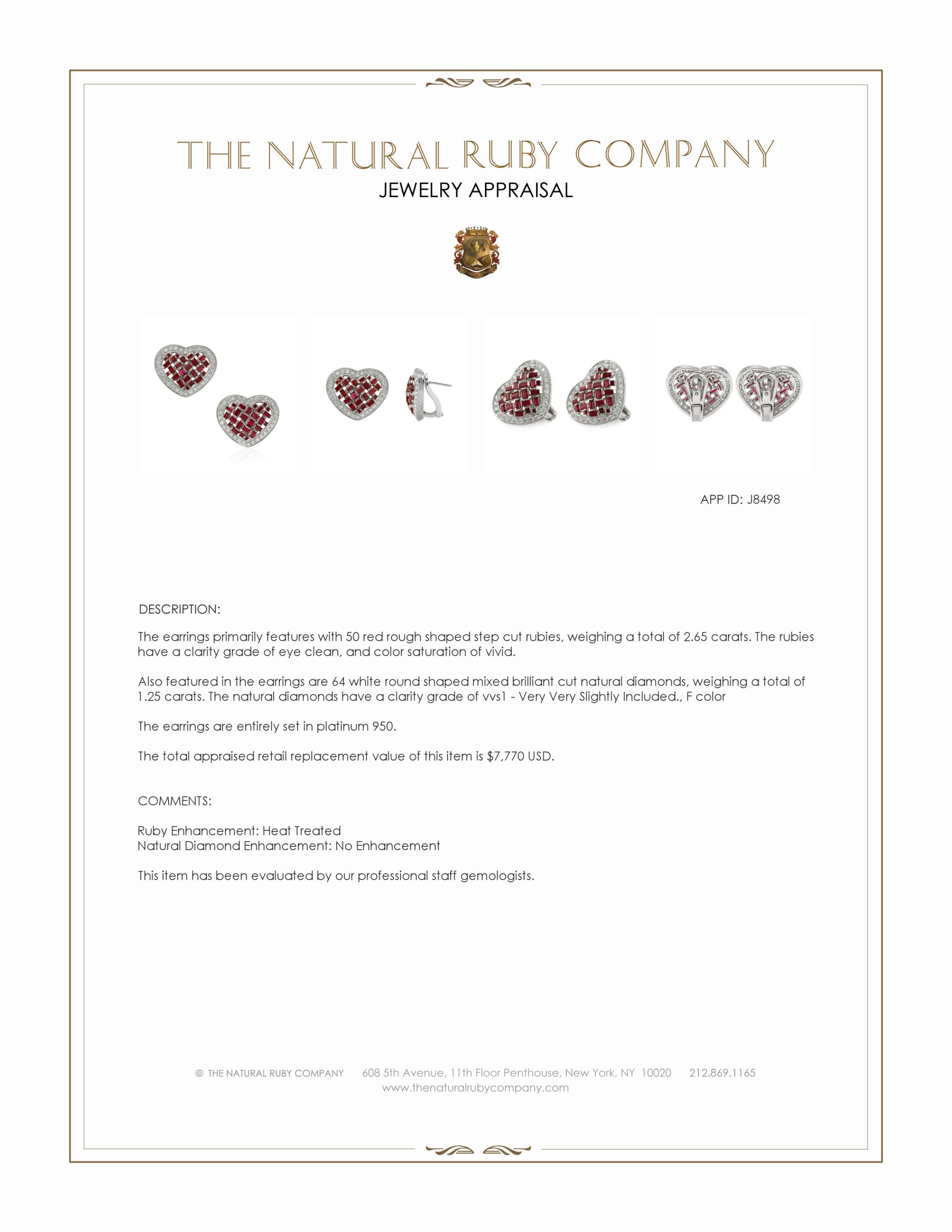 2.65 Ct.Tw. Ruby and Natural Diamond Pave Earrings, Platinum 950