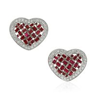 2.65 Ct.Tw. Ruby Natural Diamond Pave Earrings, Platinum 950 Video