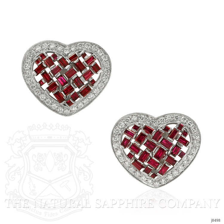 2.65 Ct.Tw. Ruby Natural Diamond Pave Earrings, Platinum 950