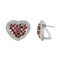 2.65 Ct.Tw. Ruby Natural Diamond Pave Earrings, Platinum 950 Image