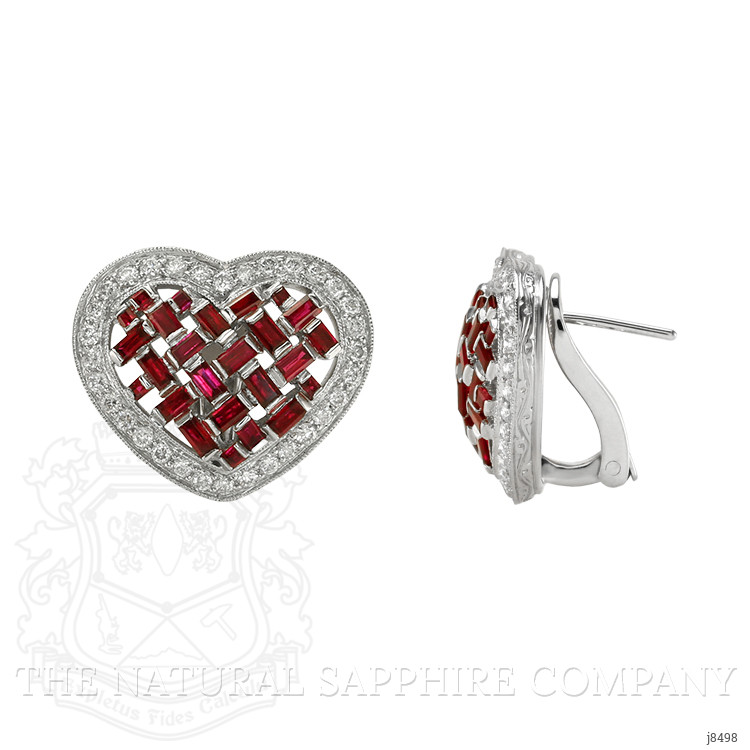 2.65 Ct.Tw. Ruby Natural Diamond Pave Earrings, Platinum 950