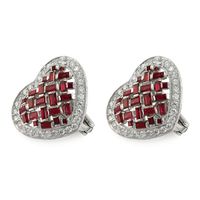 2.65 Ct.Tw. Ruby Natural Diamond Pave Earrings, Platinum 950 Image