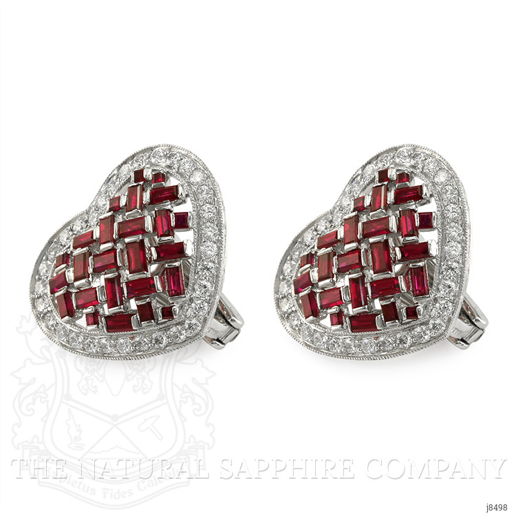 2.65 Ct.Tw. Ruby Natural Diamond Pave Earrings, Platinum 950