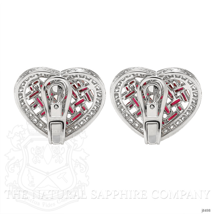 2.65 Ct.Tw. Ruby Natural Diamond Pave Earrings, Platinum 950