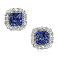 5.47&nbsp;Ct.Tw.Total Carat Weight Blue Sapphire and Natural Diamond Halo Earrings, Platinum 950 Video