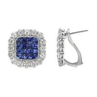 5.47&nbsp;Ct.Tw.Total Carat Weight Blue Sapphire and Natural Diamond Halo Earrings, Platinum 950 Image