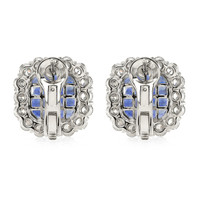 5.47&nbsp;Ct.Tw.Total Carat Weight Blue Sapphire and Natural Diamond Halo Earrings, Platinum 950 Image