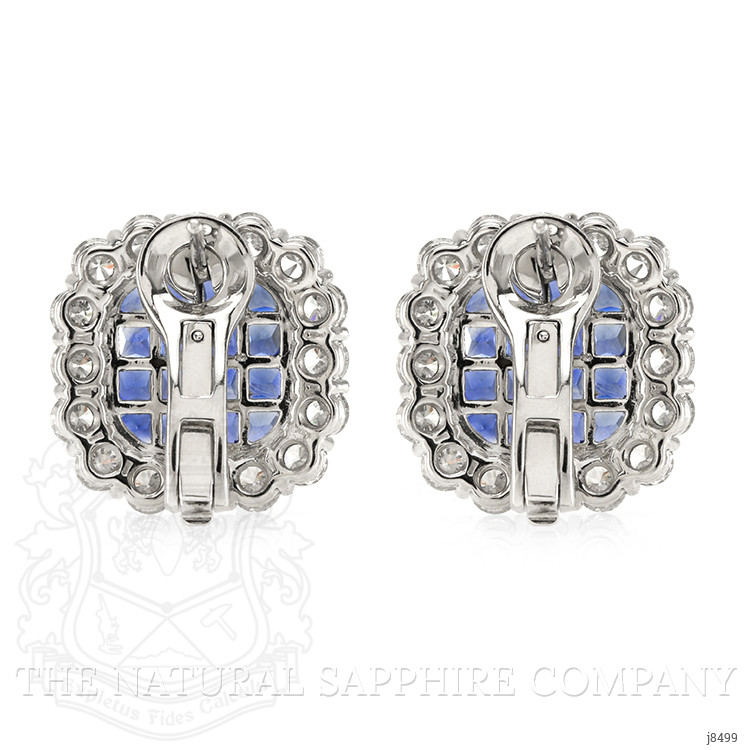 5.47 Ct.Tw. Blue Sapphire and Natural Diamond Halo Earrings, Platinum 950