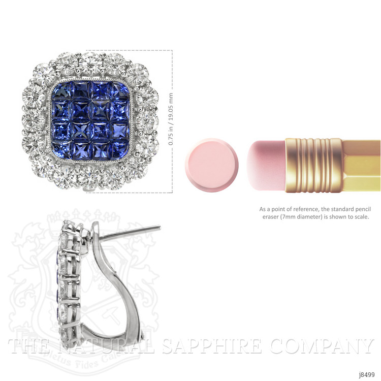 5.47 Ct.Tw. Blue Sapphire and Natural Diamond Halo Earrings, Platinum 950