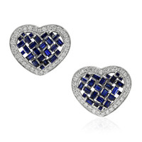2.69&nbsp;Ct.Tw.Total Carat Weight Blue Sapphire and Natural Diamond Halo Earrings, Platinum 950 Video