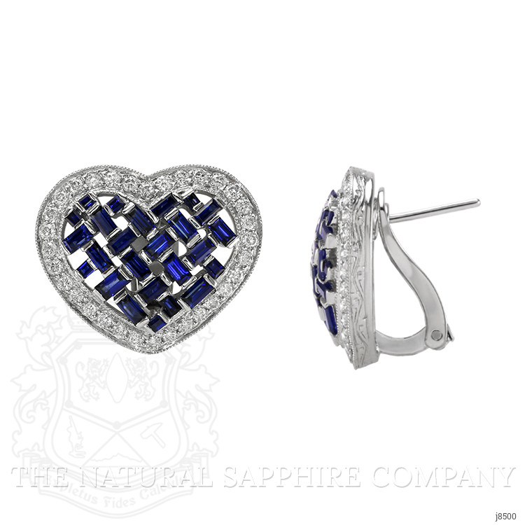 2.69 Ct.Tw. Blue Sapphire and Natural Diamond Halo Earrings, Platinum 950