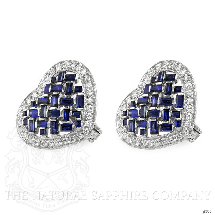 2.69 Ct.Tw. Blue Sapphire and Natural Diamond Halo Earrings, Platinum 950