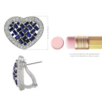 2.69&nbsp;Ct.Tw.Total Carat Weight Blue Sapphire and Natural Diamond Halo Earrings, Platinum 950 Image