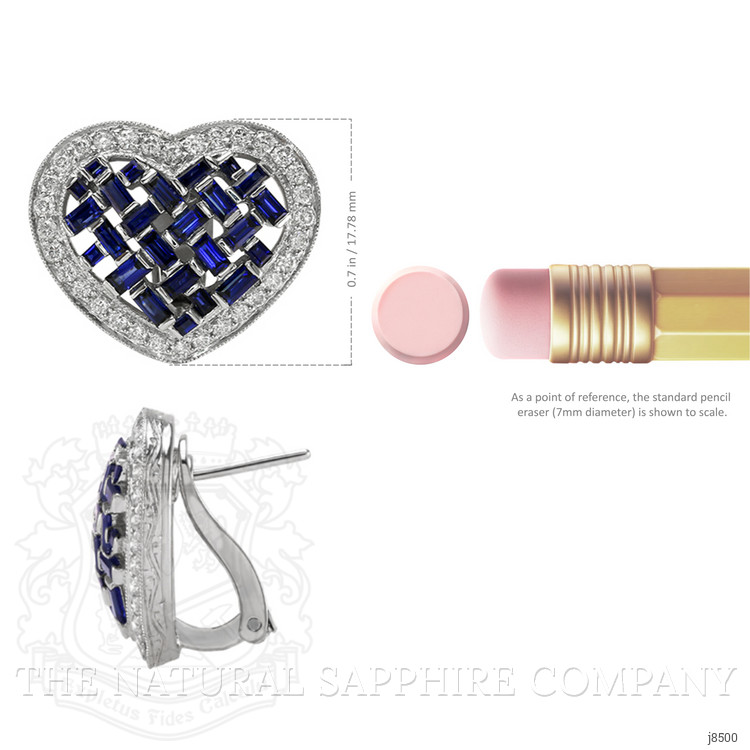 2.69 Ct.Tw. Blue Sapphire and Natural Diamond Halo Earrings, Platinum 950