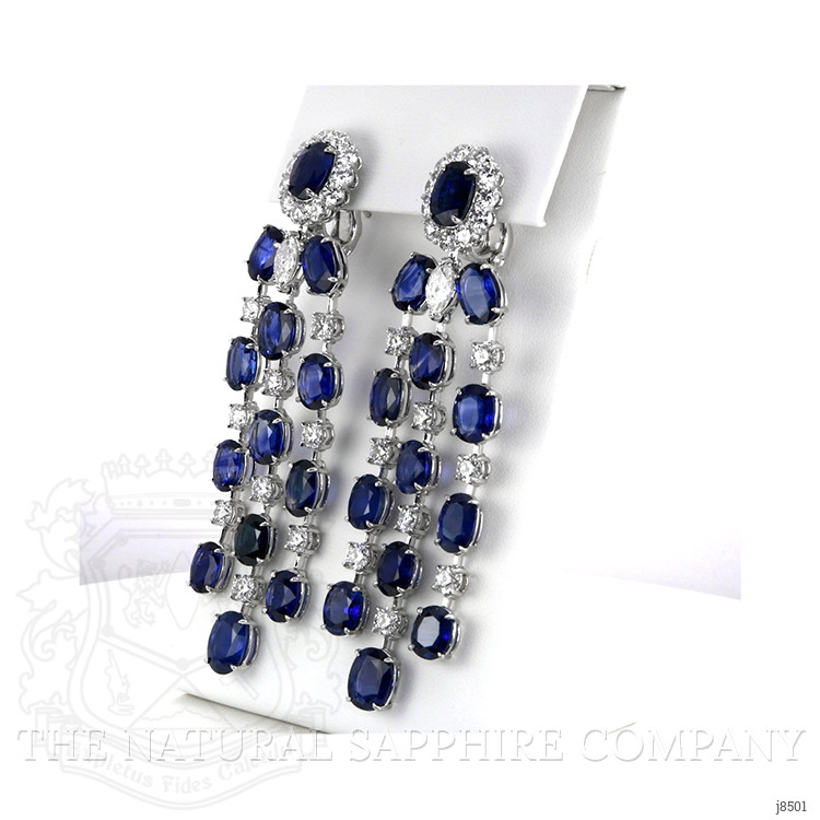 39.05 Ct.Tw. Blue Sapphire and Natural Diamond Accent Stones Earrings, Platinum 950
