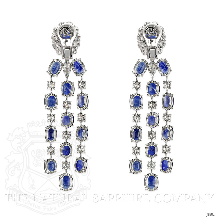 39.05 Ct.Tw. Blue Sapphire and Natural Diamond Accent Stones Earrings, Platinum 950